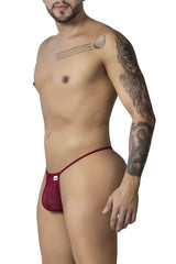 CandyMan 99246 burgundy red mesh thong with small white logo on front perfect for intimate wear