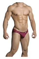 CandyMan 99312 jockstrap burgundy mens briefs with maroon lace trim and smooth fabric waistband