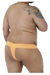 Orange lace thong peek a boo lace thongs by candyman in hot orange highlighting lace fabric and design