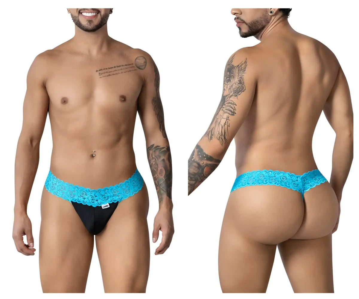 Blue candyMan 99370 lace thong briefs with delicate lace trim in black for a stylish and comfortable fit