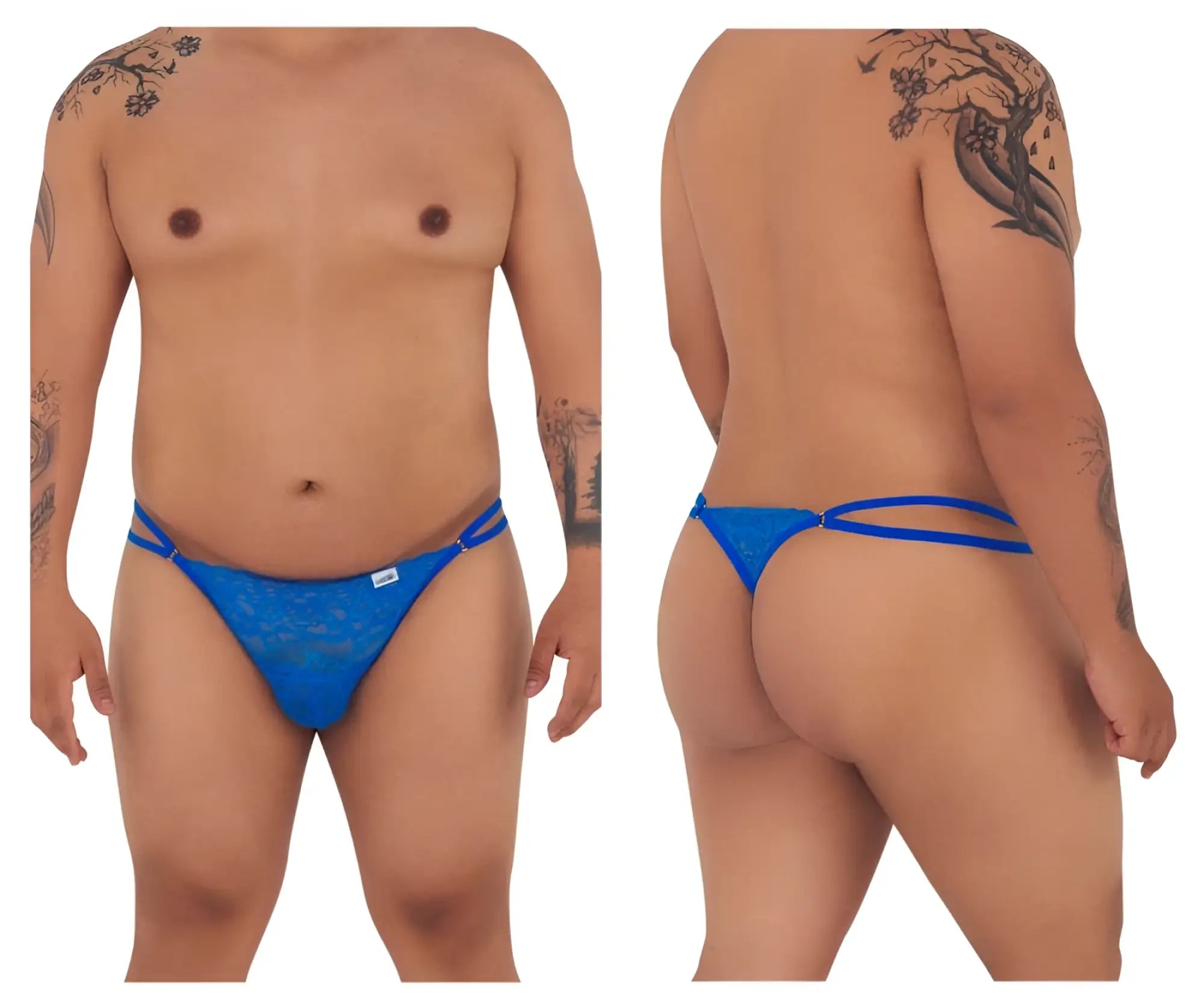 Royal blue CandyMan 99421X lace G-string thong with double-strap design in front
