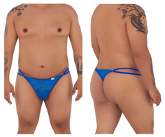 Royal blue CandyMan 99421X lace G-string thong with double-strap design in front
