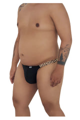 Black bikinjockstrap briefs with a leopard-print waistband from Candyman model 99536X