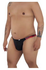 Black briefs with red and black plaid waistband from candyman 99536x bikini jockstrap color black print