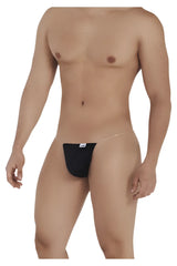 Black candyMan 99548 invisible micro thong with thin transparent waistband and small white brand tag visible