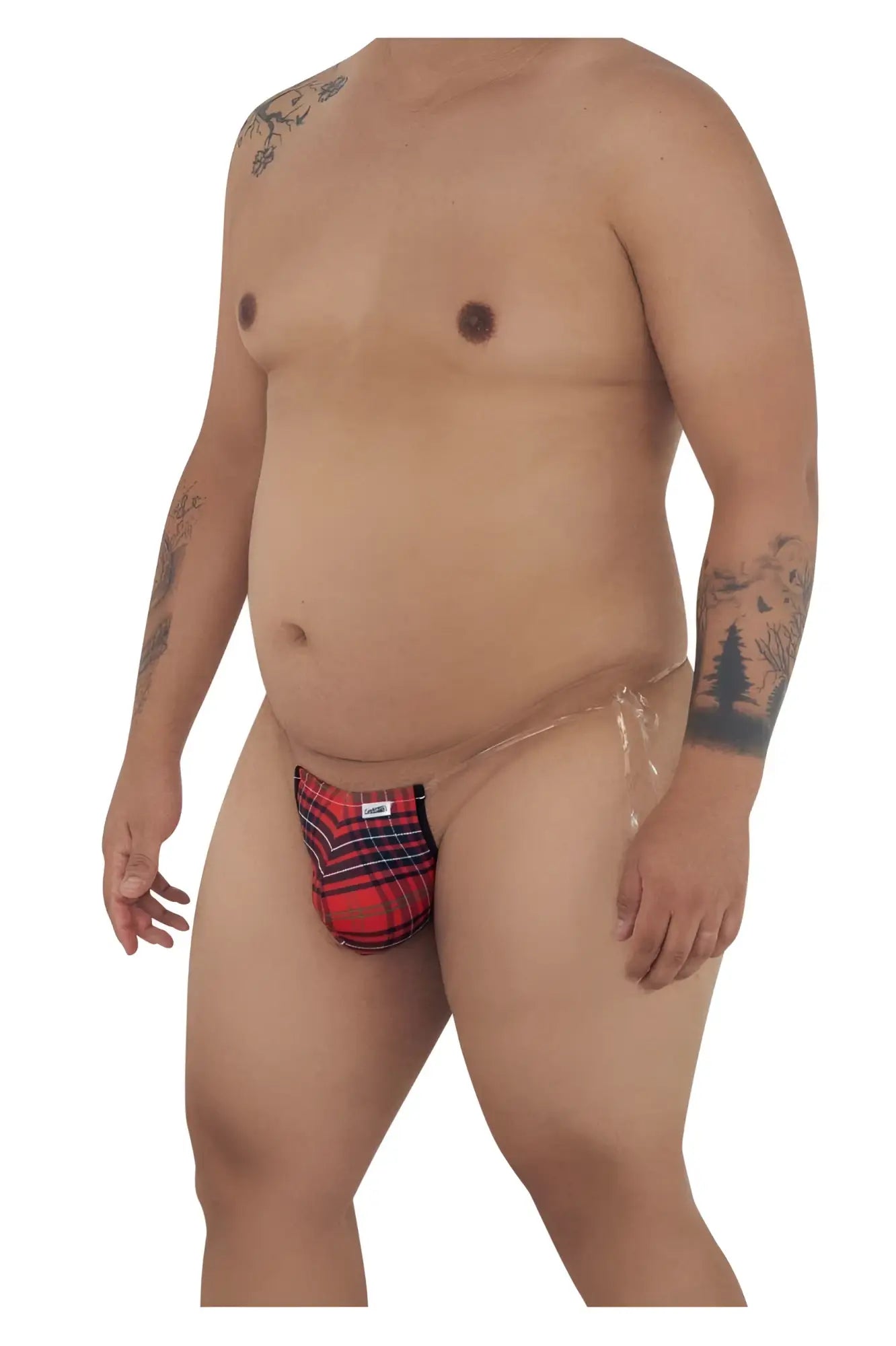 Candinman 99571x red plaid briefs with black transparent side panels for a stylish and comfortable fit