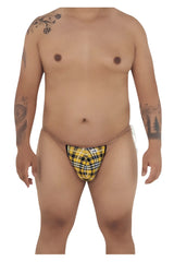 Yellow and black plaid candy man 99571x invisible micro g-string briefs with thin transparent waistband