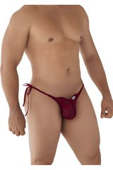 CandyMan 99579 lace heart bikini burgundy maroon lace thong with tied side tie and small brand tag