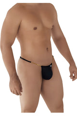 Black CandyMan 99586 chain g-string thong with gold chain detail and small white logo on the side
