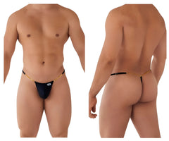 Black CandyMan 99586 chain g-string thong with gold chain detail showing back side of the product