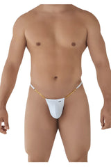 White CandyMan 99586 chain G-string thong with gold chain detail showing the back side of the product