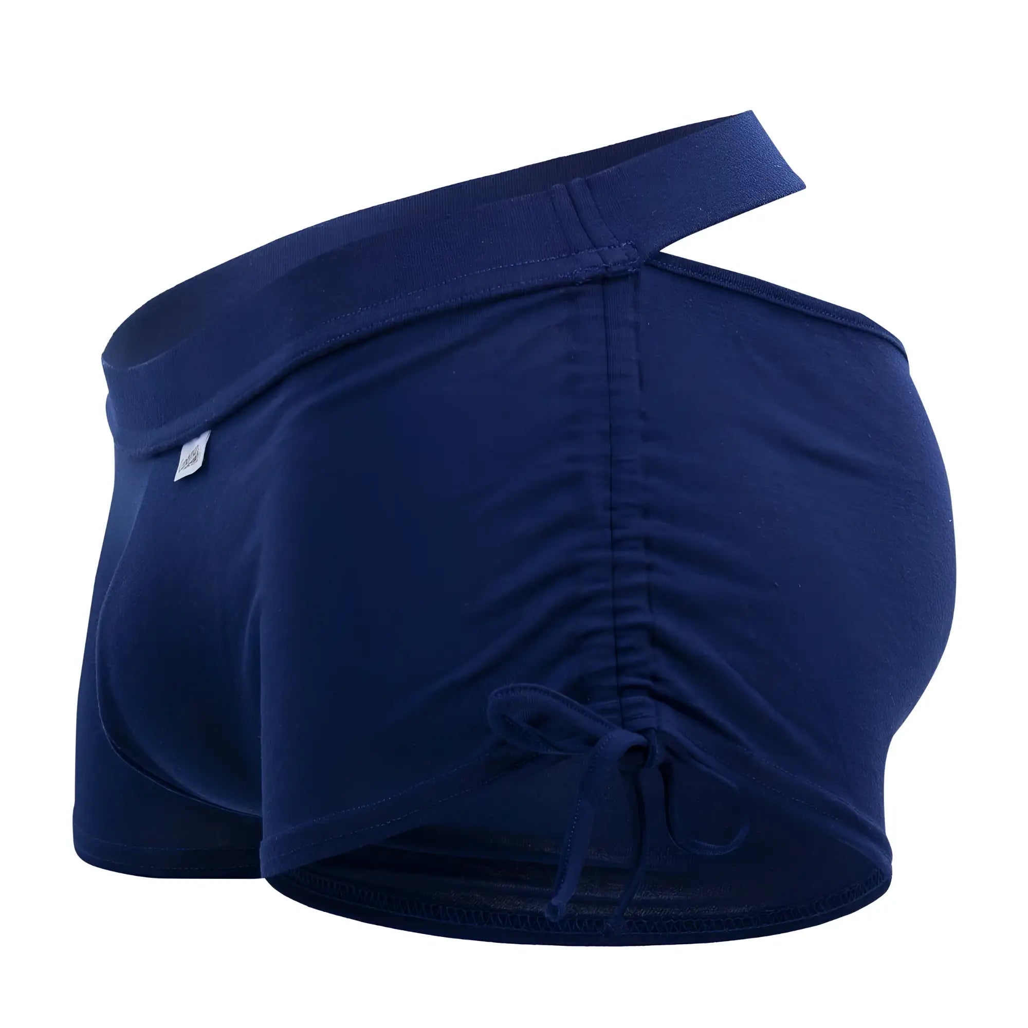 Navy cotton CandyMan 99602X lounge pajama shorts showing back with drawstring and elastic waistband