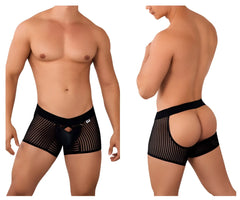 Black mesh briefs candyman 99636 mesh trunks with solid black waistband and central pouch in black color