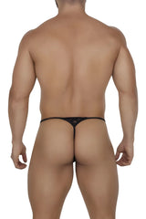 Black lace thong candyman 99685 featuring delicate sheer design and thin elastic waistband