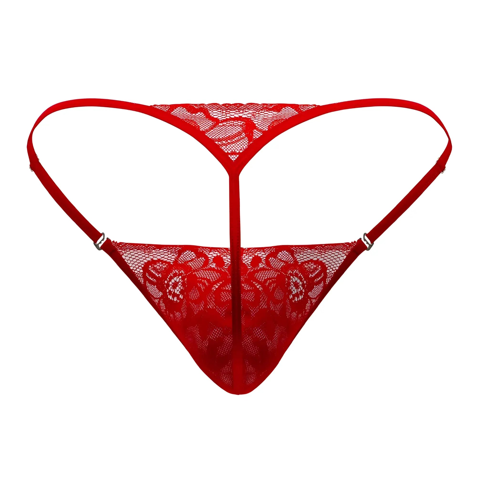 Candyman 99685 red lace thong with floral patterns and thin straps for a delicate and stylish fit