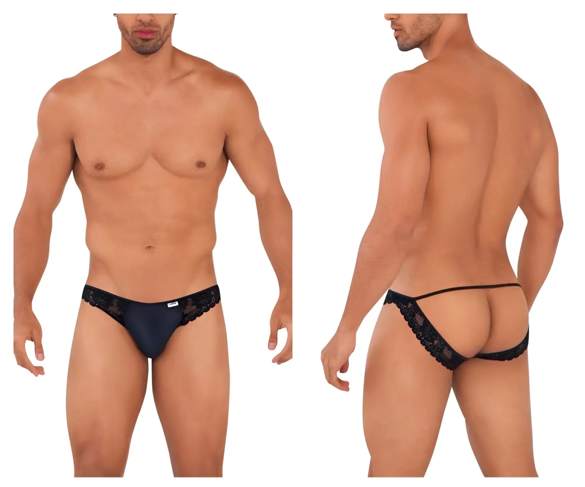 Black candy man 99721 lace jockstrap with sleek form-fitting design and lace trim on men’s briefs
