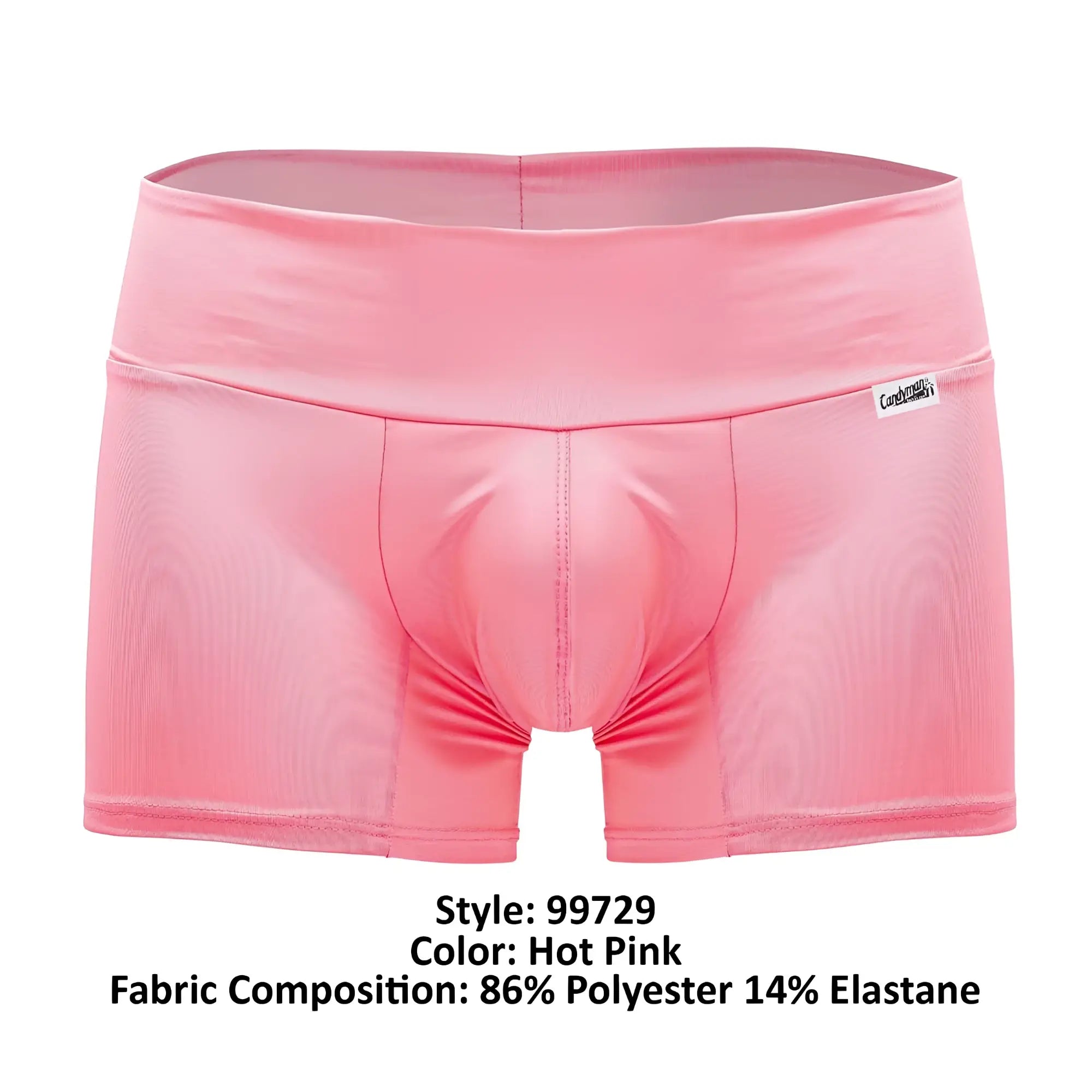 CandyMan 99729 Hot pink men’s boxer briefs with ribbed texture made of 86% polyester and 14% elastane