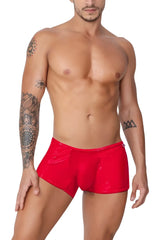 CandyMan 99737 red mesh trunks with glossy patent leather briefs front view