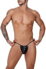 Black patent leather CandyMan 99738 Gloss G-string thong with sleek glossy finish and thin elastic waistband