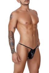 CandyMan 99738 gloss black patent leather thong with a sleek gloss finish and minimalistic design