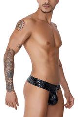 Black patent leather thong candyMan 99742 gloss thong with glossy finish and central pouch design