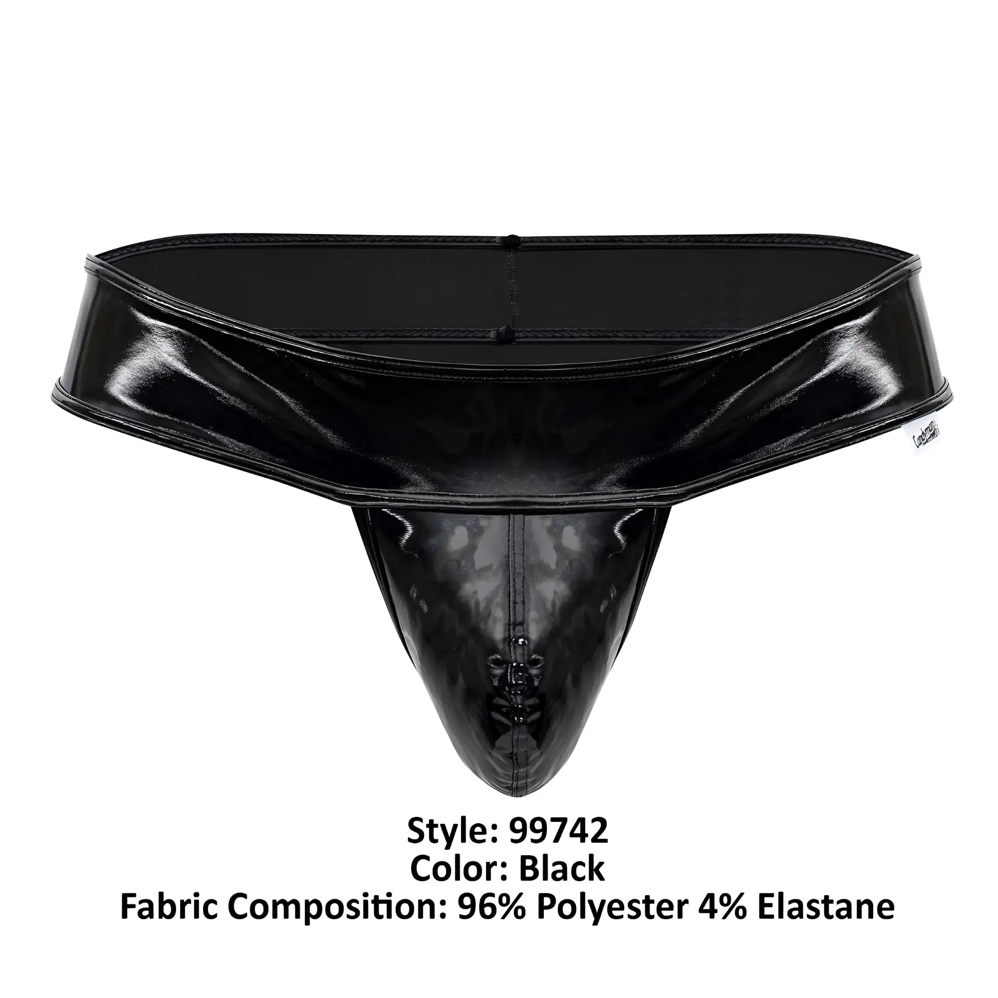 Candyman 99742 gloss thongs in black black patent leather thong with glossy finish and reinforced stitching