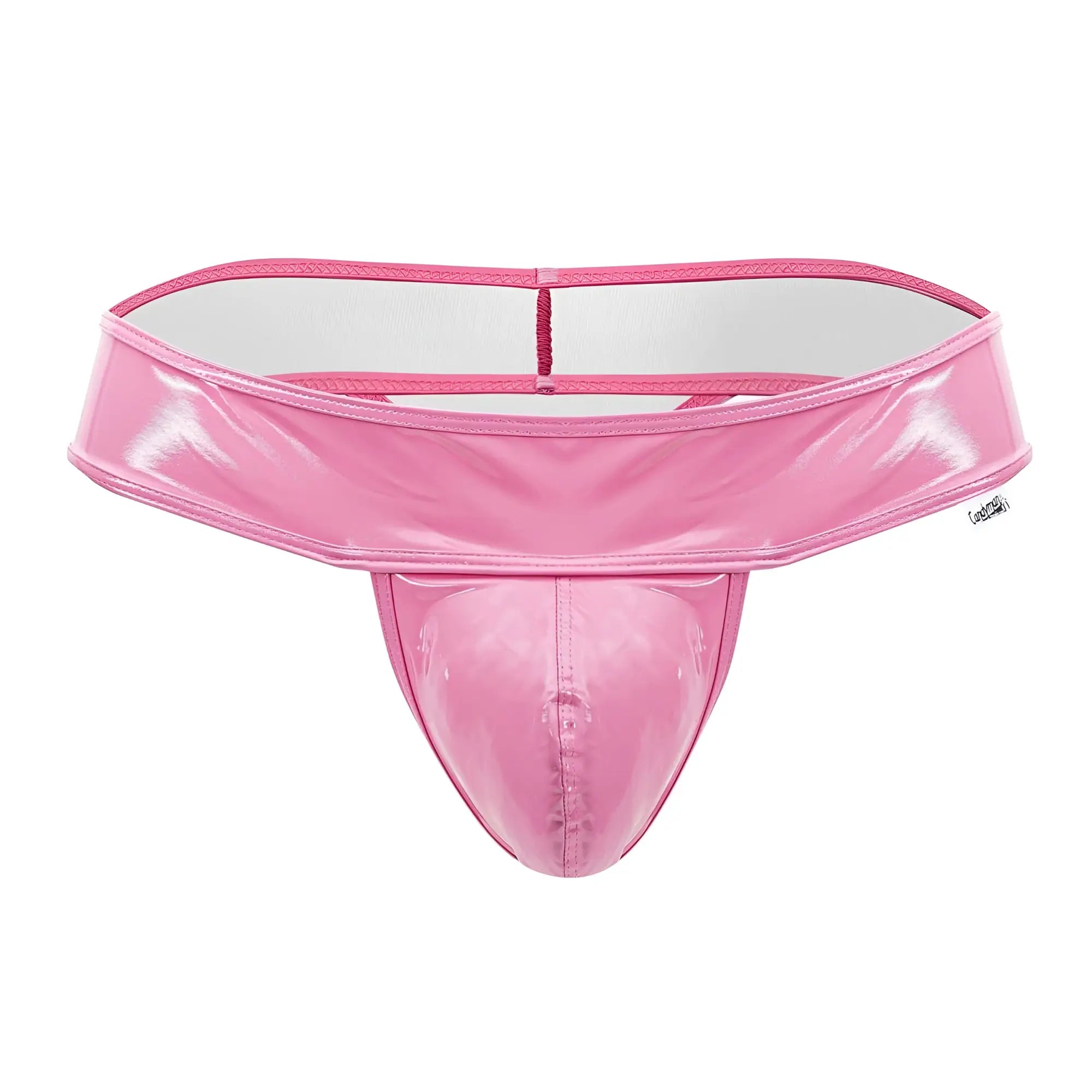 Pink glossy latex thong with white interior lining from candyman 99742 gloss thongs color pink collection