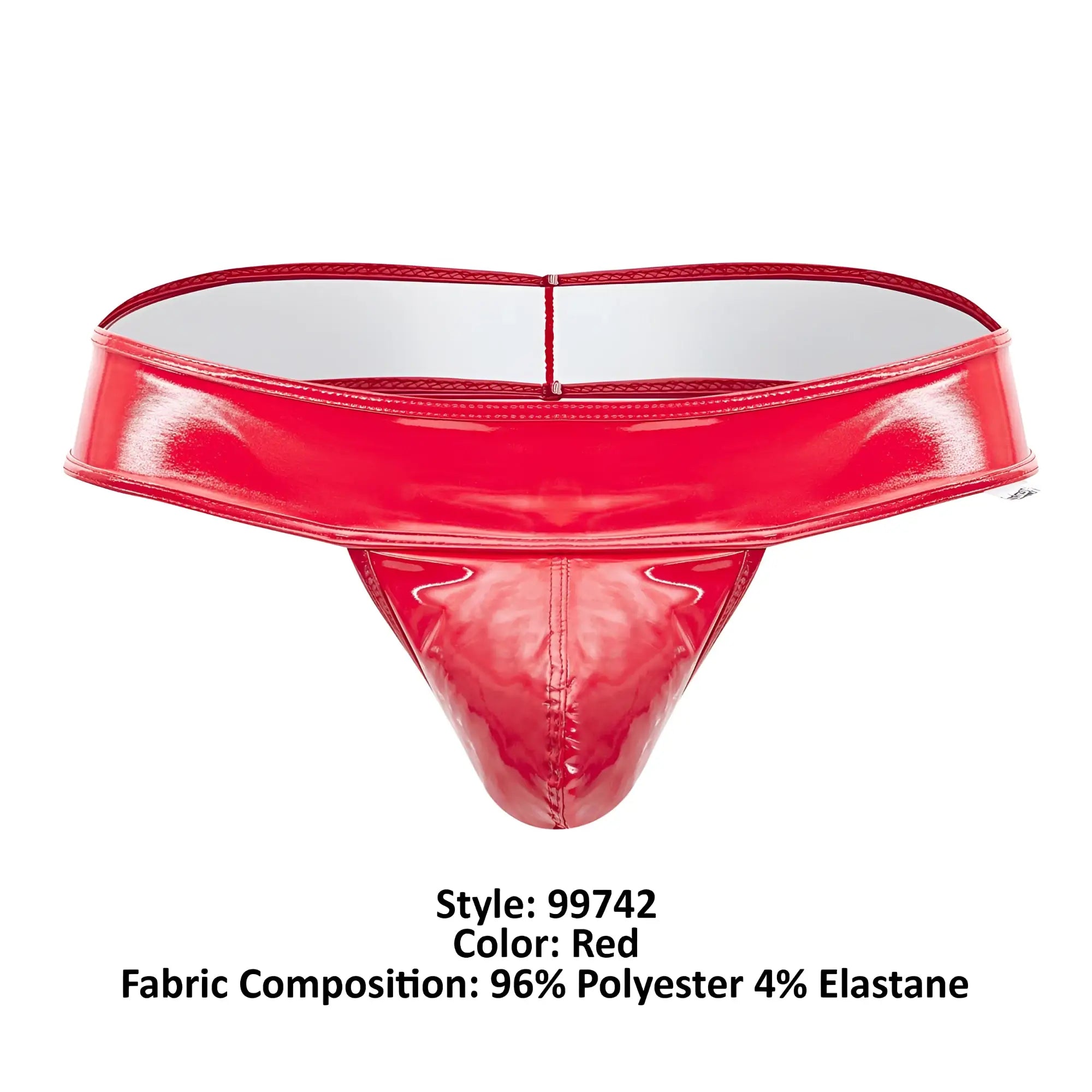 Red candyMan 99742 gloss thong made of glossy polyester and elastane with a shiny form-fitting design
