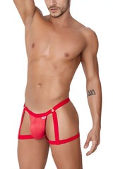 Candyman 99749 garter jockstrap in red with bold straps and supportive form-fitting design for men
