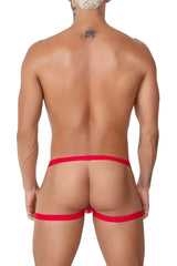 CandyMan 99749 garter jockstrap in red with thin straps and snug fit for minimal coverage and support