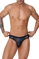 Black lace-trimmed CandyMan 99763 briefs in sleek form-fitting design in black material