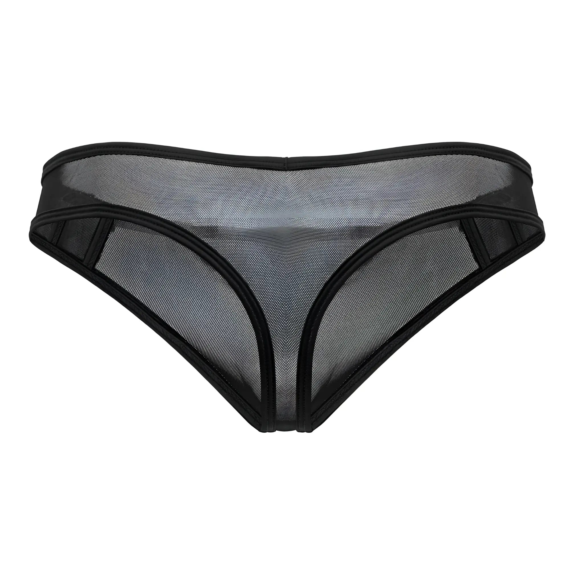 Black CandyMan 99767 sports mesh thong with sleek form-fitting design and reinforced elastic waistband