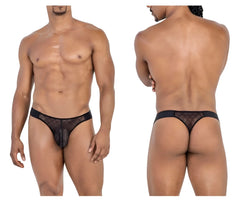 Black sheer mesh thong with solid waistband and subtle pattern from candyman 99771 mesh thongs color black