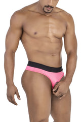 Pink and black CandyMan 99781 Protuder thongs with a snug fit designed for athletic wear