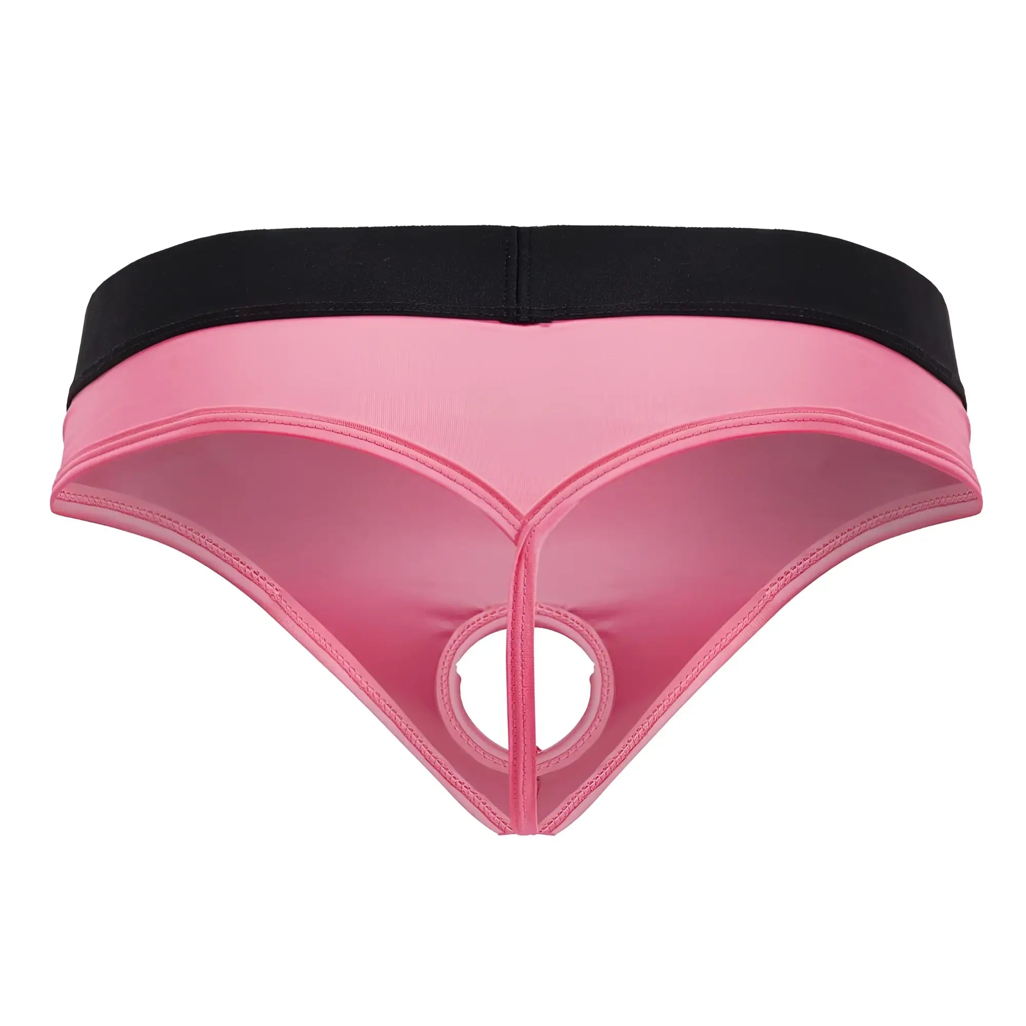 Pink and black CandyMan 99781 Protuder thong with a central circular cutout for stylish intimate wear
