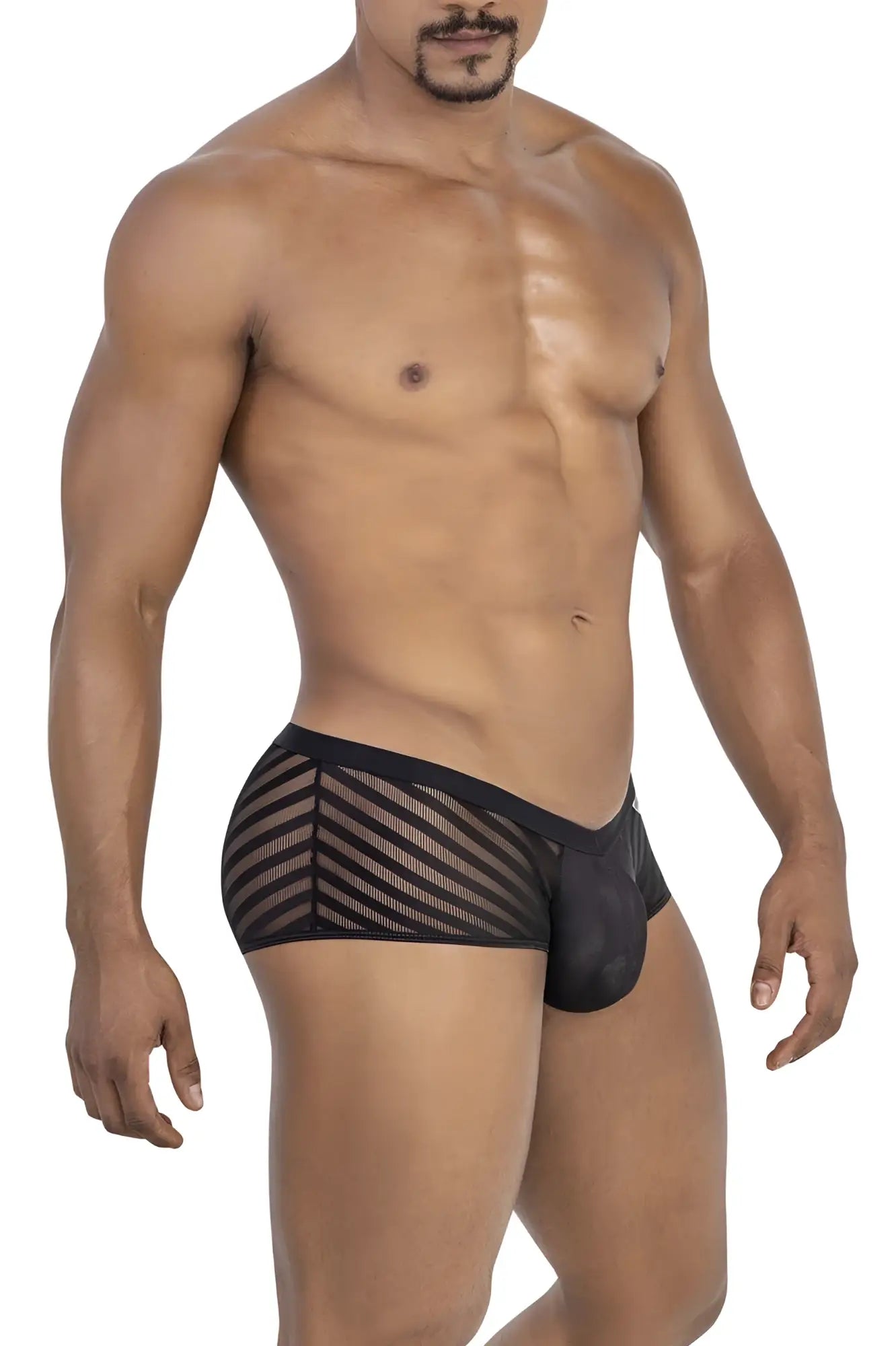 Black mesh briefs candy man 99790 with chevron pattern and solid black front panel for comfortable wear