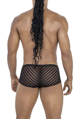 Black mesh briefs with diagonal striped pattern from candy man 99790 mesh trunks in black color