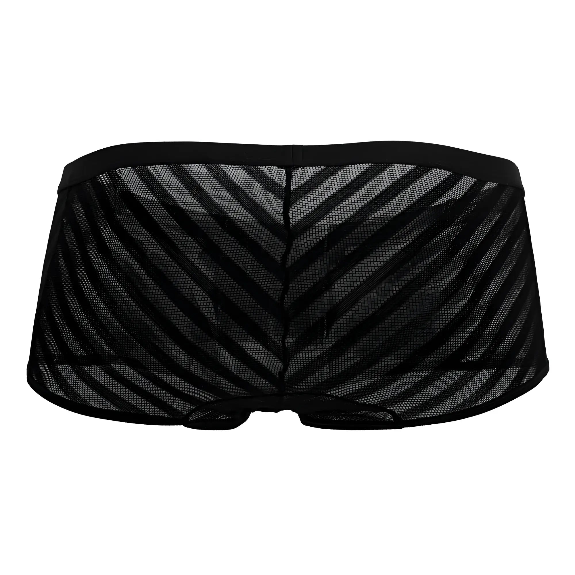 Black candyMan 99790 mesh trunks with diagonal striped mesh pattern and solid black waistband