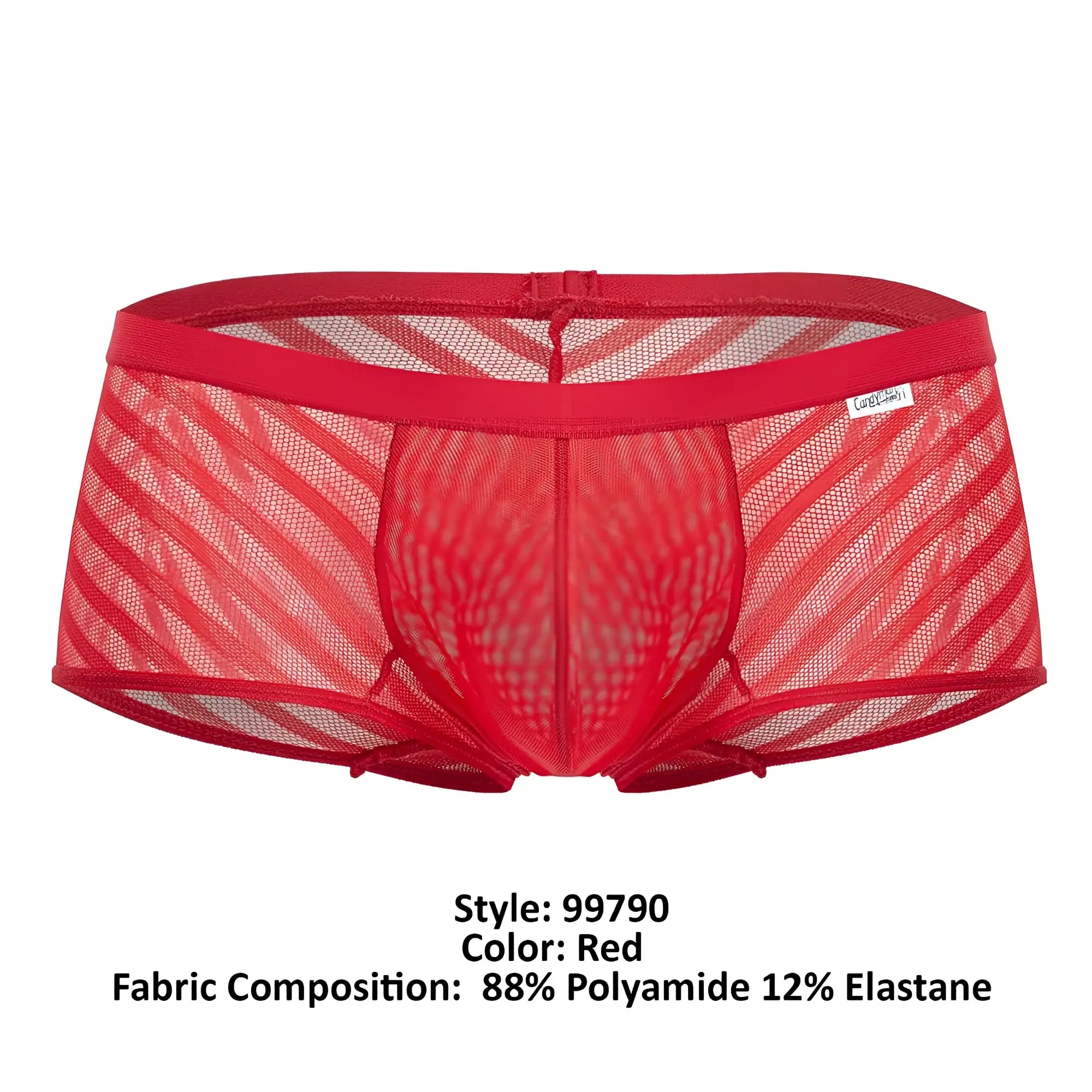 CandyMan 99790 red mesh trunks with diagonal pattern and elastic waistband for comfortable wear