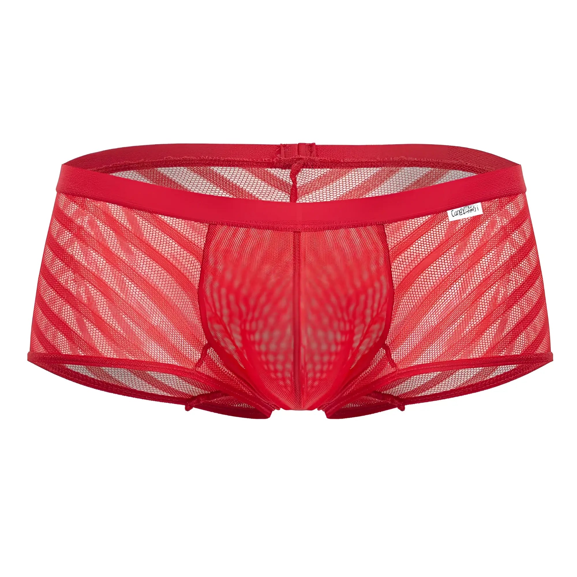 Red mesh briefs CandyMan 99790 with diagonal pattern and elastic waistband in vibrant red color