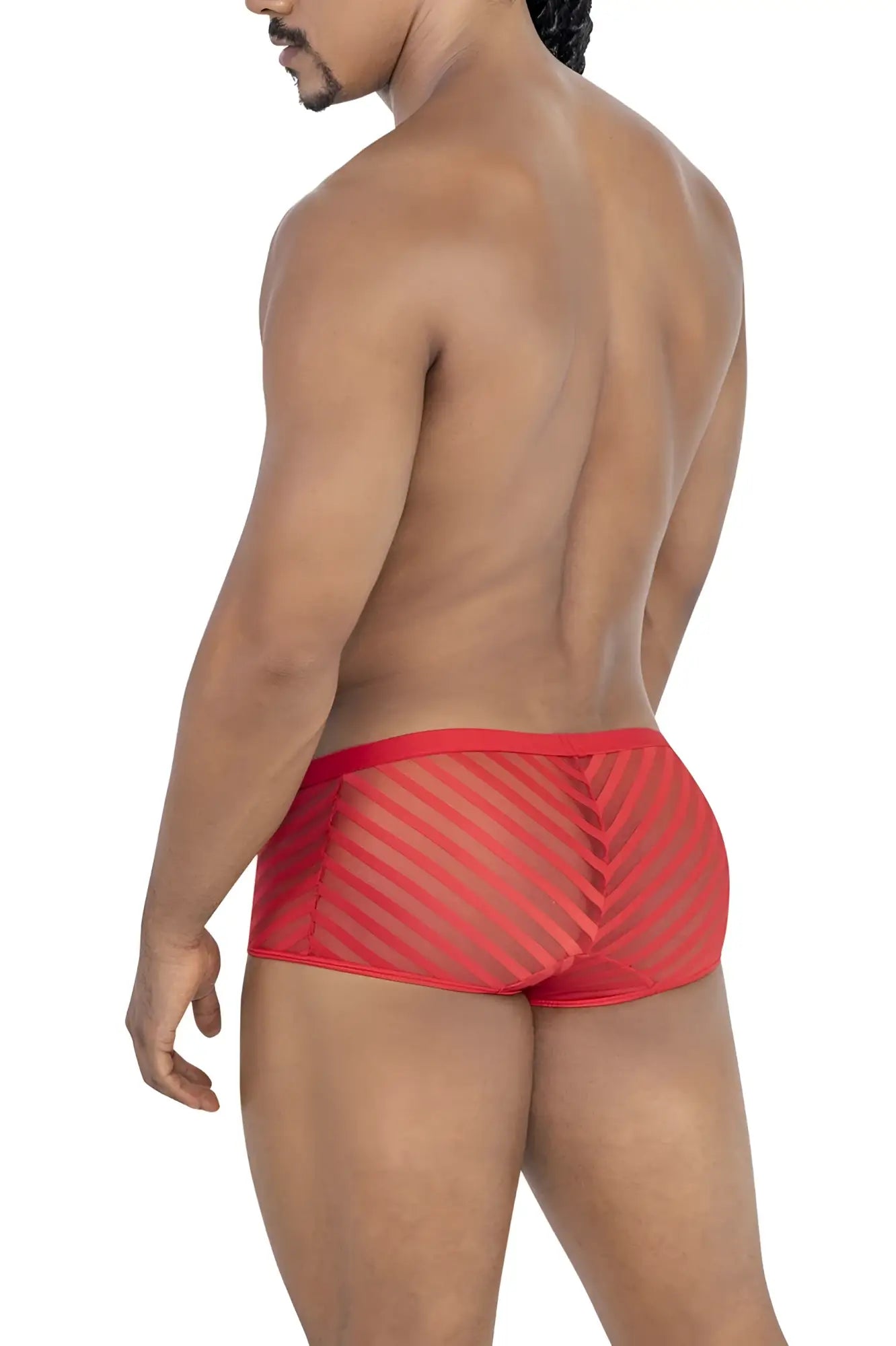 Candyman 99790 mesh trunks in red featuring diagonal-striped breathable mesh fabric briefs front view