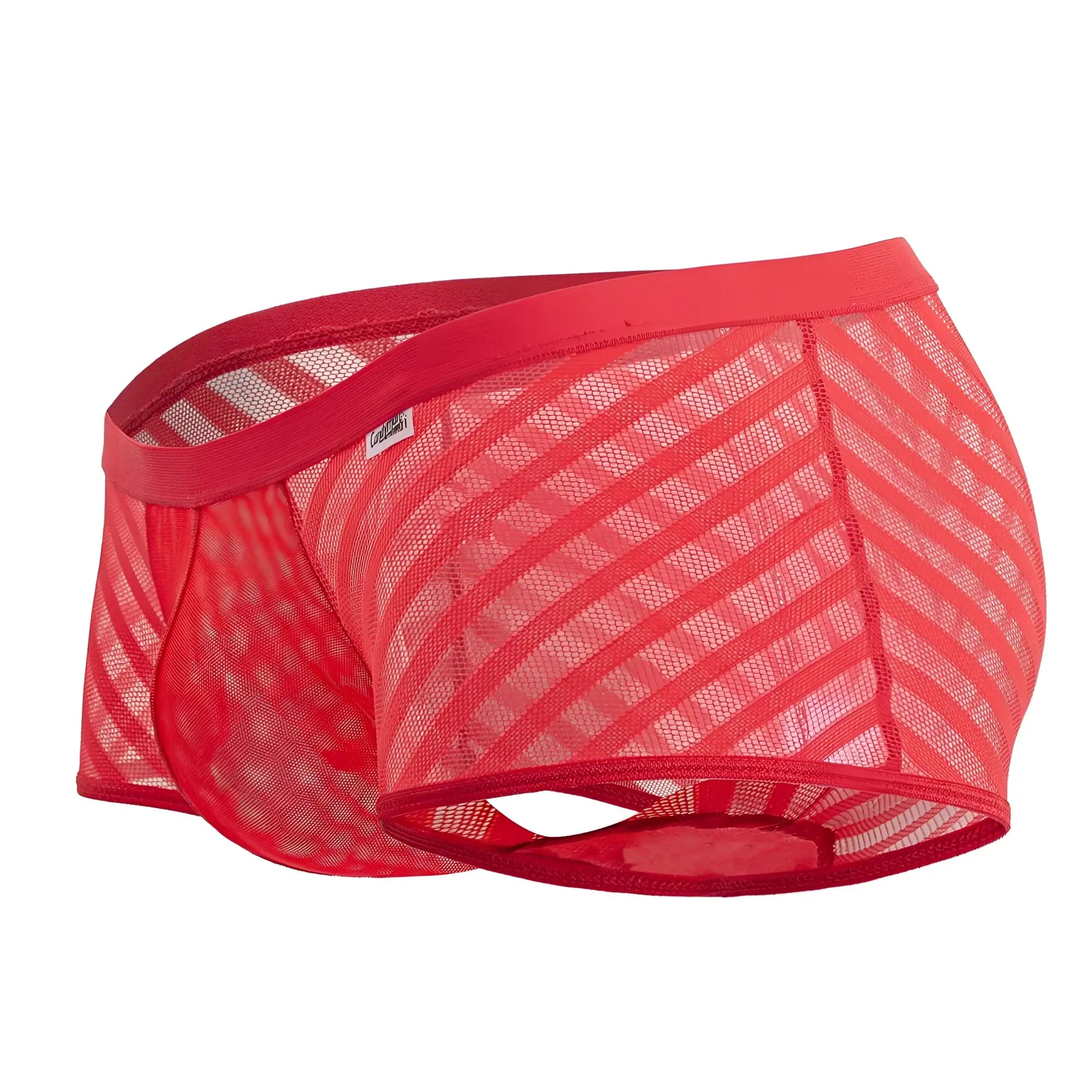 Candyman 99790 red mesh trunks with diagonal striped pattern and solid red elastic waistband