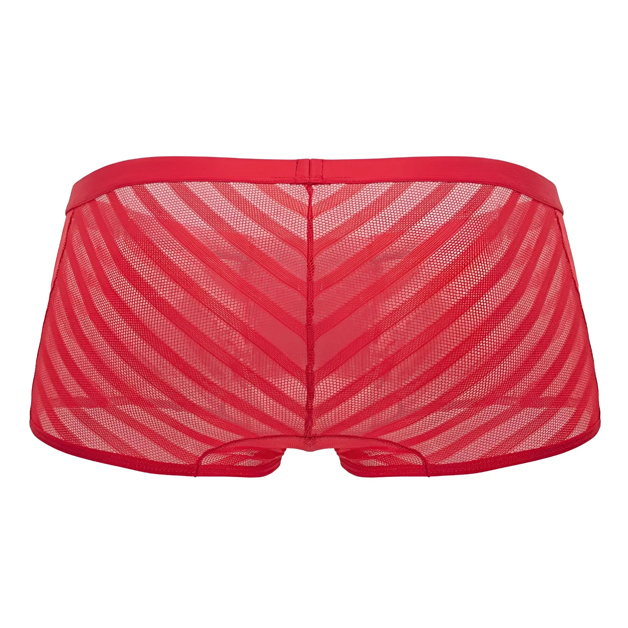 Red mesh briefs with diagonal striped pattern from candyman 99790 mesh trunks in vibrant red color