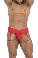 Candyman 99792 mesh garter thongs in red feature mesh briefs with a solid front panel and adjustable leg straps