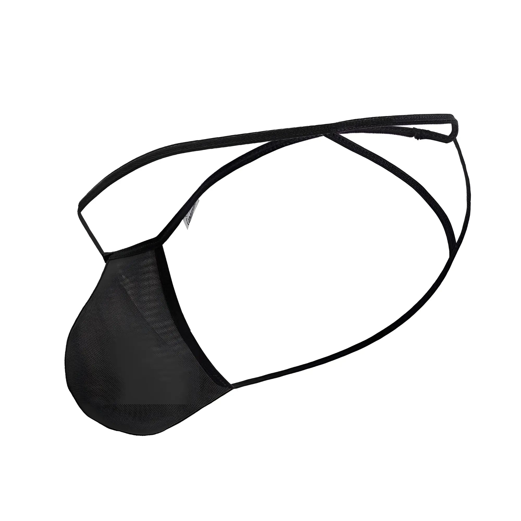 Black mesh thong with thin elastic straps from candyman 99795 mesh g-string thongs color black shown from back side