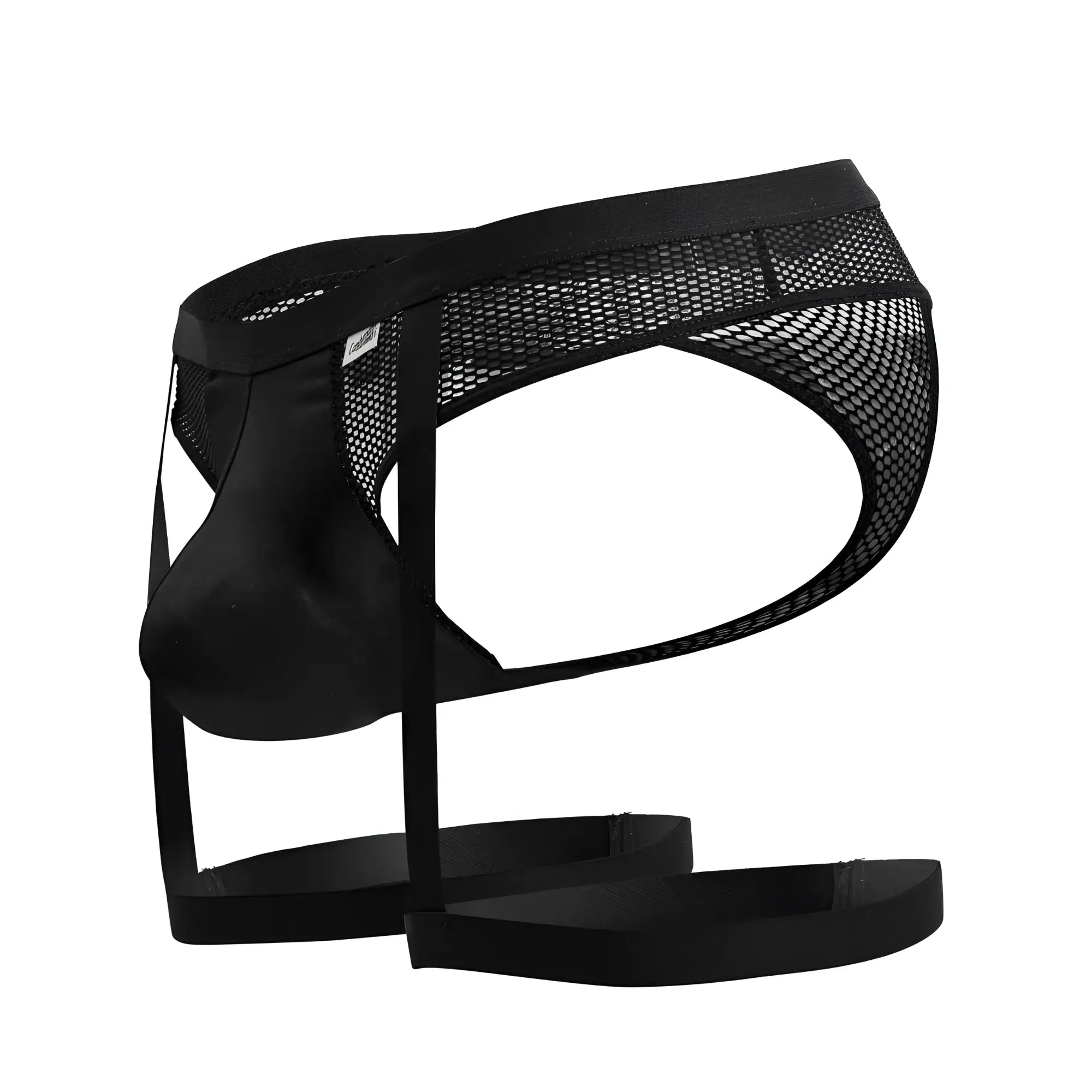 Black mesh and satin briefs candyMan 99798 garter mesh thongs with supportive contoured design in black