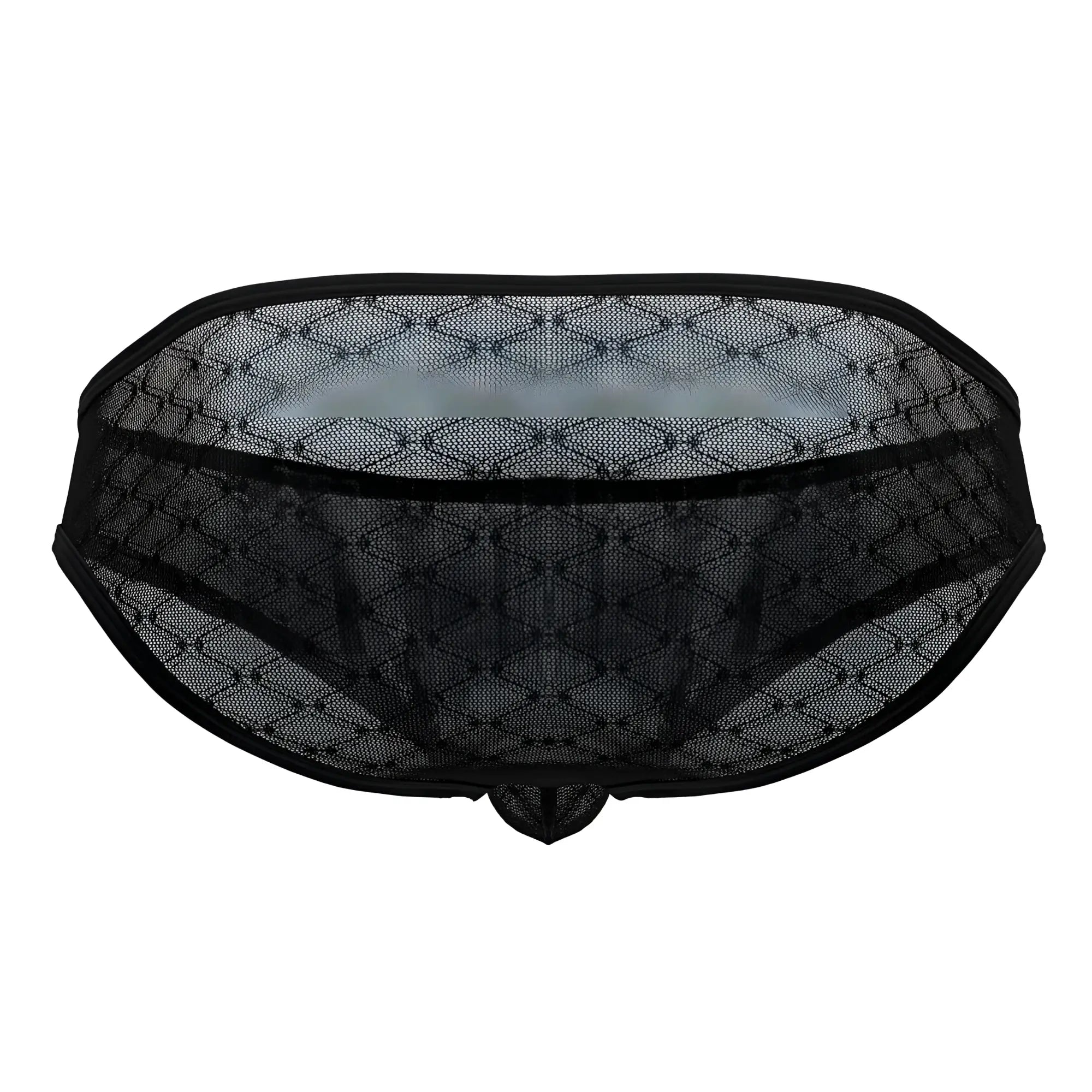 Black candyMan 99812 mesh briefs with diamond-patterned lace and solid trim for comfortable underwear wear
