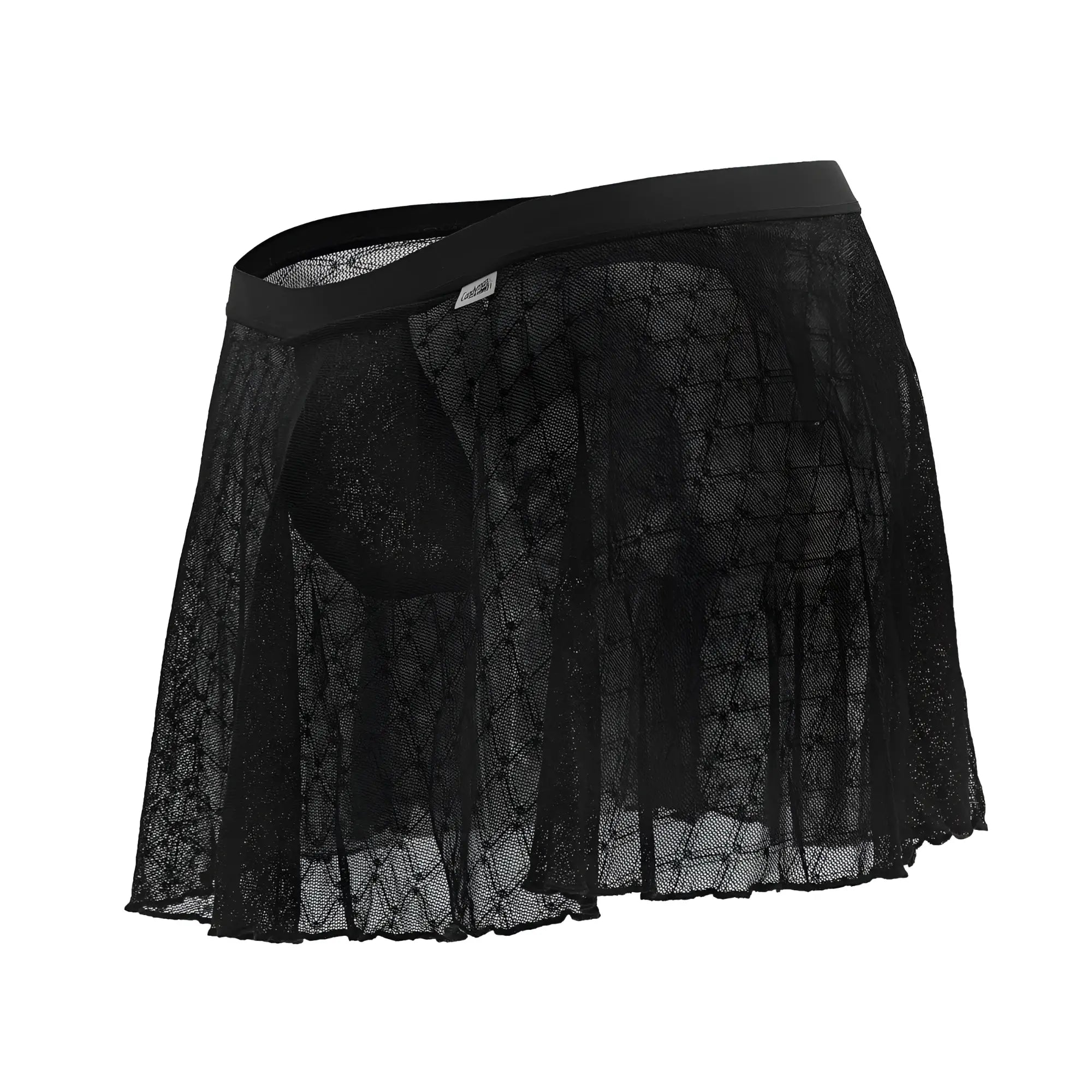 Black lace mesh skirt candyMan 99813 with solid elastic waistband in black for stylish layering and comfort