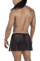 Black sheer lace mini skirt with fitted waistband from candyman 99813 mesh skirt in black color