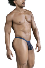 Navy blue mesh briefs with subtle pattern and solid waistband candyMan 99823 lace thongs color blue
